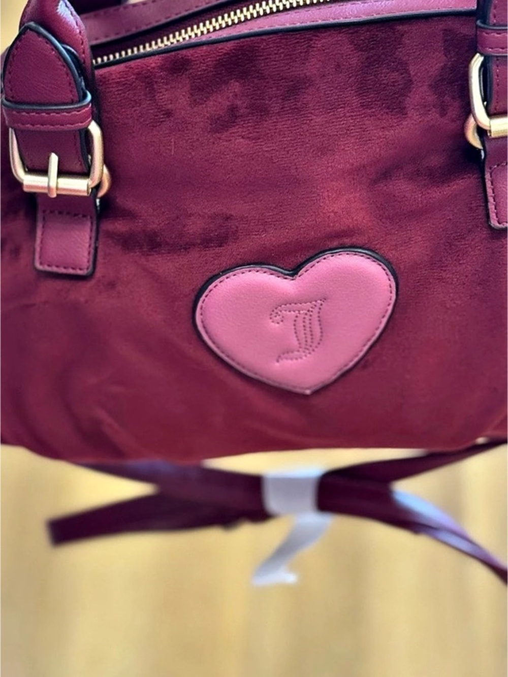 Juicy Couture Juicy Crown Satchel Burgundy & Pink NWT - Picture 3 of 3
